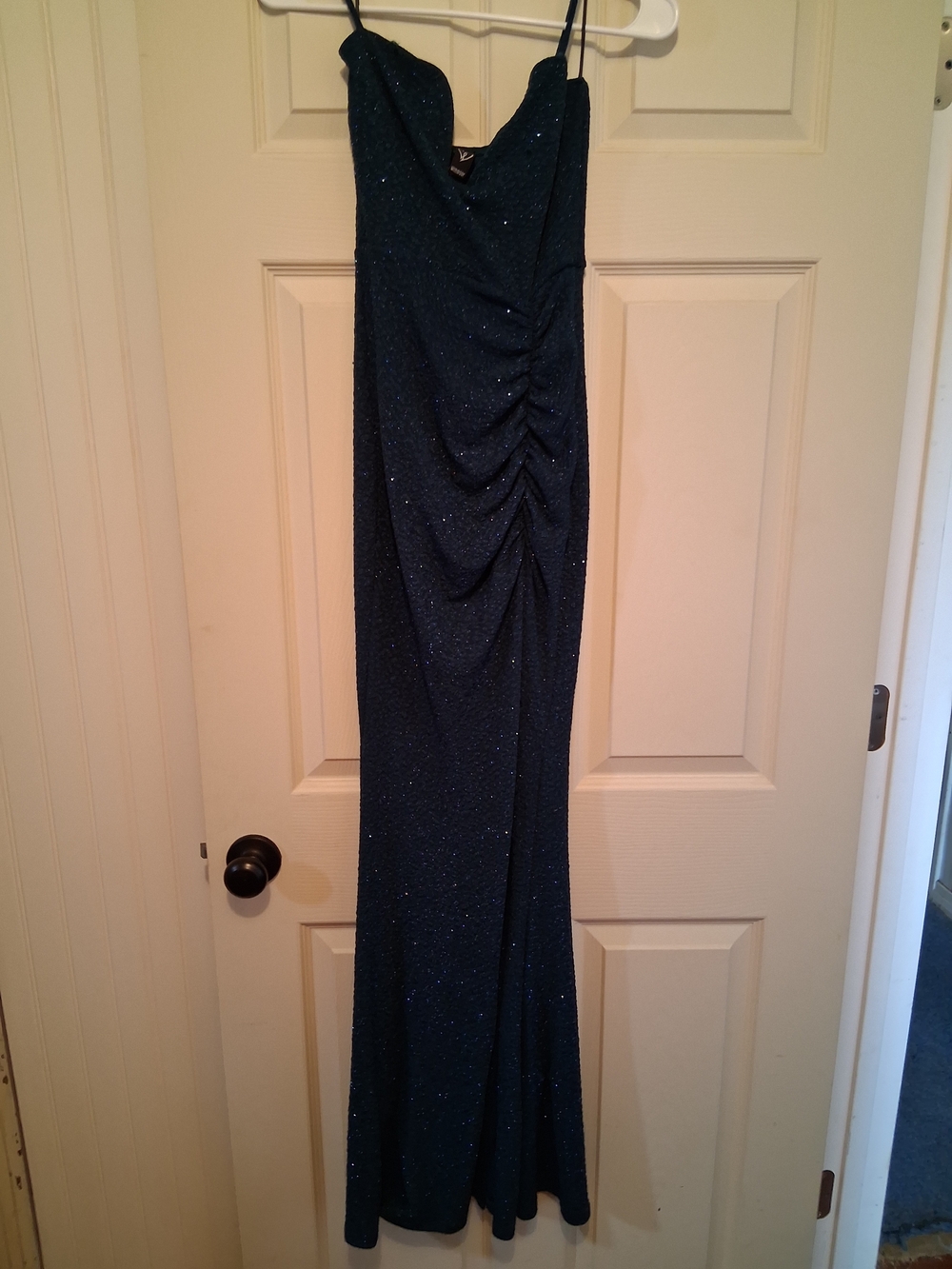 Windsor Midnight Blue Sparkle Ruched Maxi Dress
